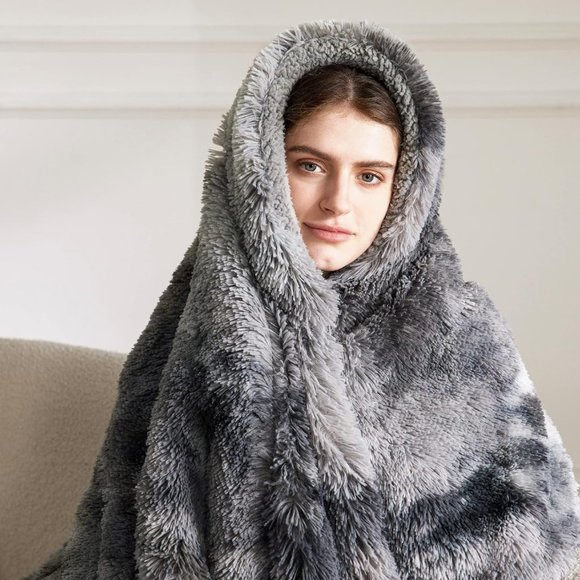 50'x60'' Soft Fuzzy Faux Fur Grey Sherpa Fleece Furry Shaggy Thick Throw Blanket - Picture 8 of 8